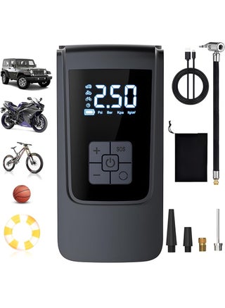 Tire Inflator Portable Air Compressor - 150PSI Air Compressor with Tire Pressure Gauge, 4000mAh Rechargeable Tire Inflator Electric Pump LED Flash Screen With Nozzle Set For Car, Motor, Bike, Ball - pzsku/ZCDB7F02094FF883E9D38Z/45/1741607886/2b73be3e-46fa-4366-858e-87adce31f0ff
