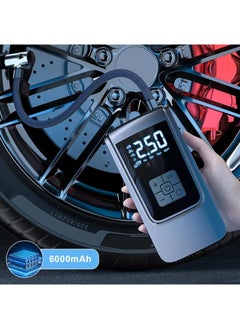 تشانجلي ضاغط هواء محمول منفاخ الإطارات - ضاغط هواء 150PSI مع مقياس ضغط الإطارات ، 4000 مللي أمبير في الساعة منفاخ الإطارات القابل لإعادة الشحن مضخة كهربائية شاشة فلاش LED مع مجموعة فوهة للسيارة ، المحرك ، الدراجة ، الكرة  - Image 2