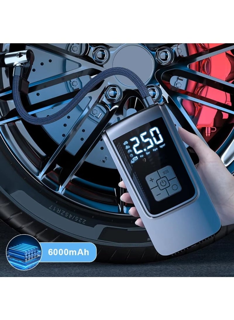 تشانجلي - ضاغط هواء محمول منفاخ الإطارات - ضاغط هواء 150PSI مع مقياس ضغط الإطارات ، 4000 مللي أمبير في الساعة منفاخ الإطارات القابل لإعادة الشحن مضخة كهربائية شاشة فلاش LED مع مجموعة فوهة للسيارة ، المحرك ، الدراجة ، الكرة - Image 1
