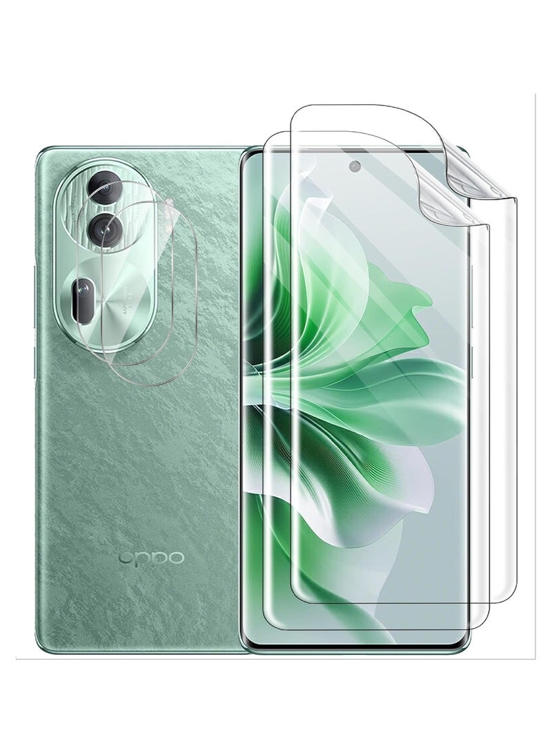 Compatible with OPPO Reno 11 Pro Screen Protector, 2 Pack TPU Flexible Screen Protector and 2 Pack Tempered Glass Camera Lens Protector, HD, Anti Scratch No Bubbles - Image 1
