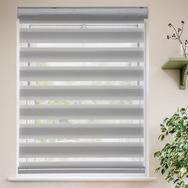MYshade Roller Shades Zebra Blinds for Windows Cordless Day and Night Light Filtering Blinds Dual Layer Roller Blinds 45 x 72 Grey