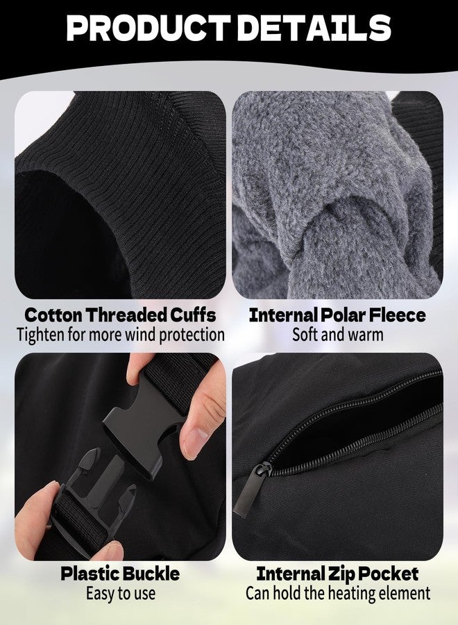 Hlimior 2 PCS Football Hand Warmer Pouch with Zipped Pocket and Adjustable Waist Strap Warm Windproof Sports Hand Warming Pouch Hand Muffs for Football Baseball Hiking Camping, Black - Image 3