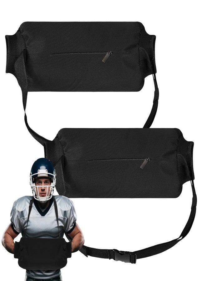 Hlimior 2 PCS Football Hand Warmer Pouch with Zipped Pocket and Adjustable Waist Strap Warm Windproof Sports Hand Warming Pouch Hand Muffs for Football Baseball Hiking Camping, Black - Image 1