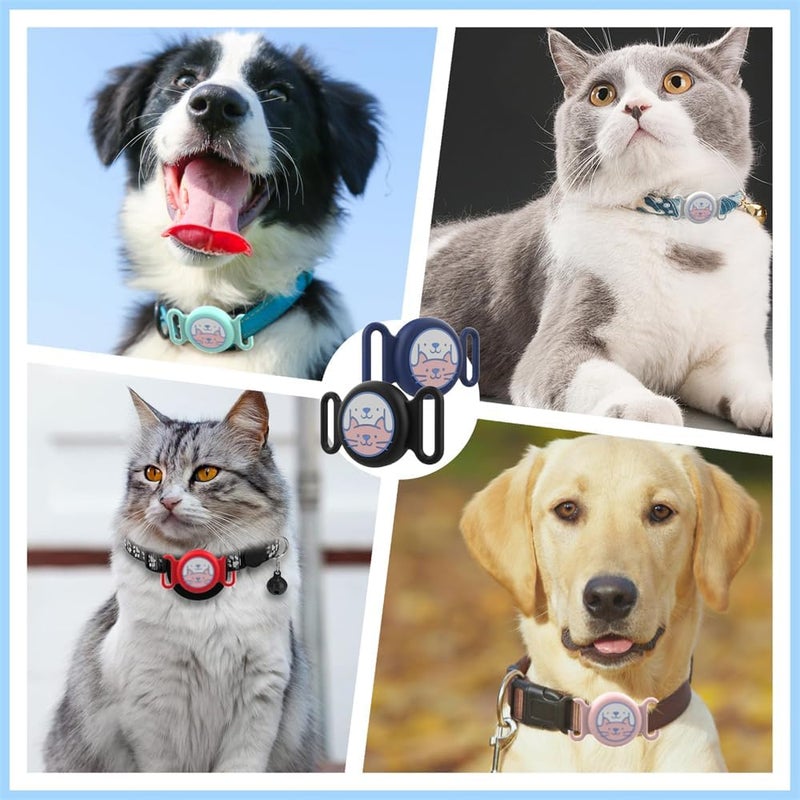 2 Pack Airtag Cat Dog Collar Holder, Pet Tracker Collar Compatible for Apple Air Tag(not included), Soft Silicone Protective Case, Scratch-Resistant (Black, White) - Image 4
