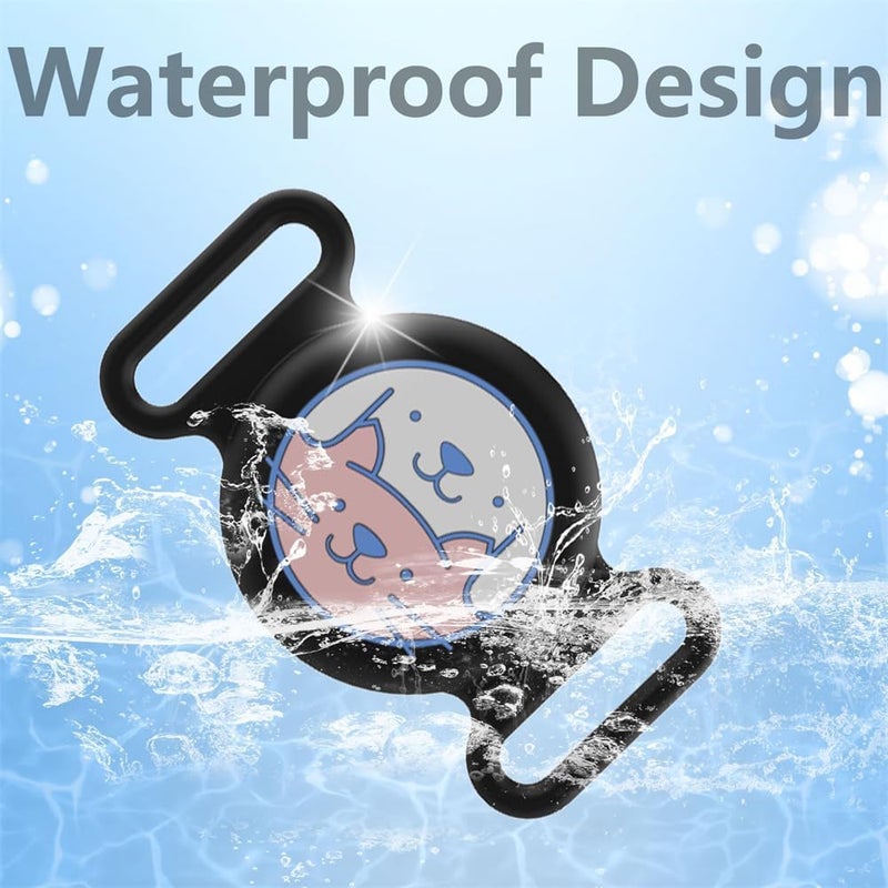 2 Pack Airtag Cat Dog Collar Holder, Pet Tracker Collar Compatible for Apple Air Tag(not included), Soft Silicone Protective Case, Scratch-Resistant (Black, White) - Image 3