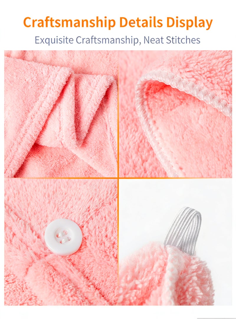 Baraka 3-Piece Set Microfiber Hair Drying Towel Set With Button, Super Absorbent, Quick-Drying, Suitable For Hair Washing, Beauty, Makeup, Applicable To All Hair Types - Pink/Blue/Gray. - Image 3