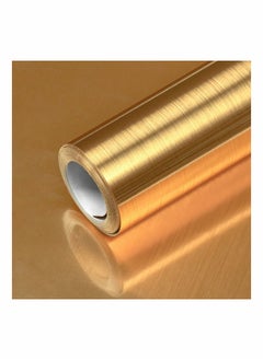 SYOSI Gold Wallpaper Peel and Stick Wallpaper Contact Paper Gold Metallic Wallpaper Golden Metal Look Wallpaper Stainless Steel Self Adhesive Appliances Wallpaper DIY Cabinets Liner Decor  - Image 1