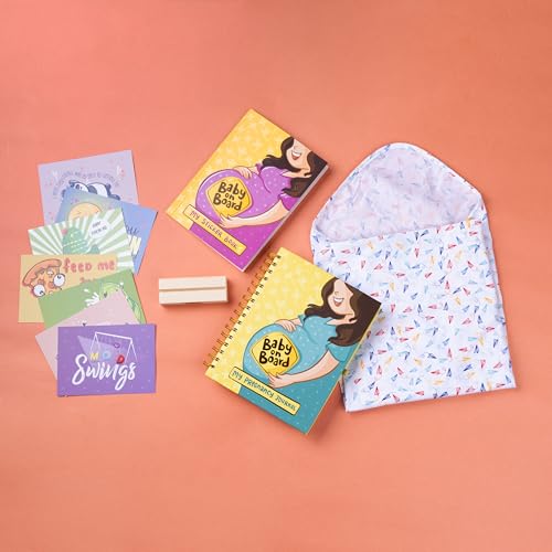 QWIRK Pregnancy Journal Gift Set - 280-Page Guided Memory Book with Stickers, Mood Cards & Wooden Frame - Baby Swaddle, Milestone Tracker & Keepsake Kit for Expecting Moms - Image 2