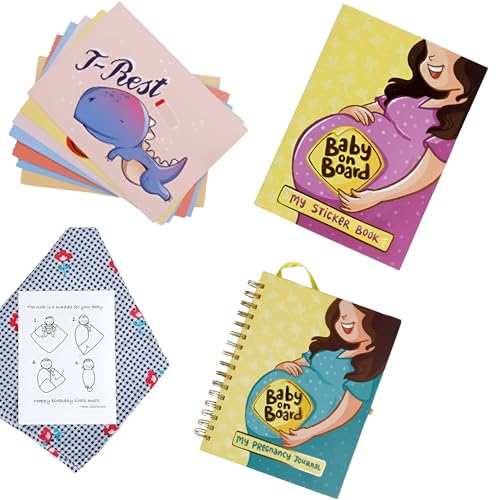 QWIRK Pregnancy Journal Gift Set - 280-Page Guided Memory Book with Stickers, Mood Cards & Wooden Frame - Baby Swaddle, Milestone Tracker & Keepsake Kit for Expecting Moms - Image 1
