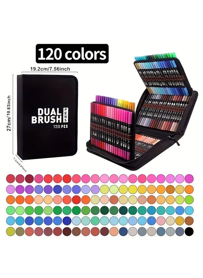 Zeemey Dual Brush Marker Pens, 120 Colors Double Art Markers Set with Fine Tip and Brush Tip for Kids  Adults Coloring Book Hand Lettering Calligraphy Journaling Drawing Sketching Doodling Illustrating Card Making Art Supplies Kit - Image 4