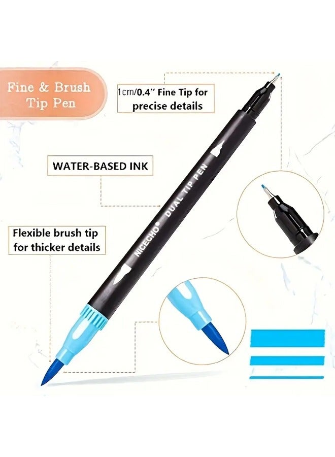 Zeemey Dual Brush Marker Pens, 120 Colors Double Art Markers Set with Fine Tip and Brush Tip for Kids  Adults Coloring Book Hand Lettering Calligraphy Journaling Drawing Sketching Doodling Illustrating Card Making Art Supplies Kit - Image 5
