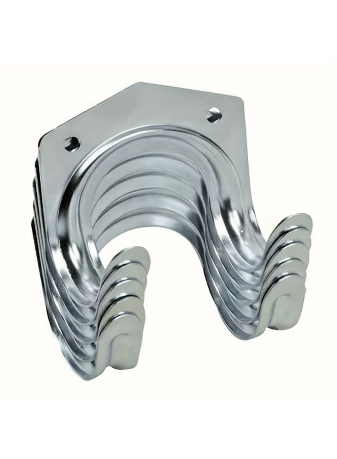 12pcs Silvery Heavy Duty Metal Wall Mount Tool Holder Set With 4 Hooks 8 Screws - Image 4