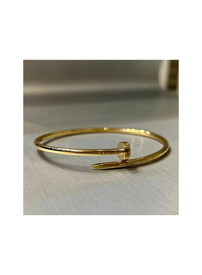 Classic 18K Gold Nail Bracelet, Open Cuff Bracelet for Women, Exclusive Fashion Gift for Stylish Women and Men - Image 2