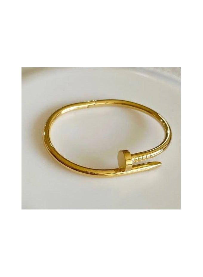 Classic 18K Gold Nail Bracelet, Open Cuff Bracelet for Women, Exclusive Fashion Gift for Stylish Women and Men - Image 3