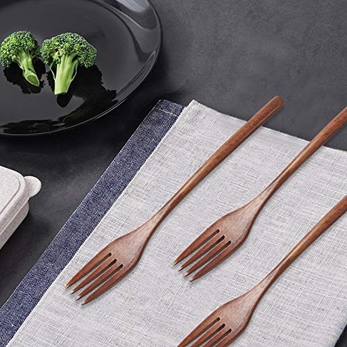 findTop 8 Pack Wooden Forks, findTop 9 Inch Long Handle Reusable Japanese Style Handmade Kitchen Utensil Wood Forks for Pasta, Fruit, Salad, Noodles - Image 2