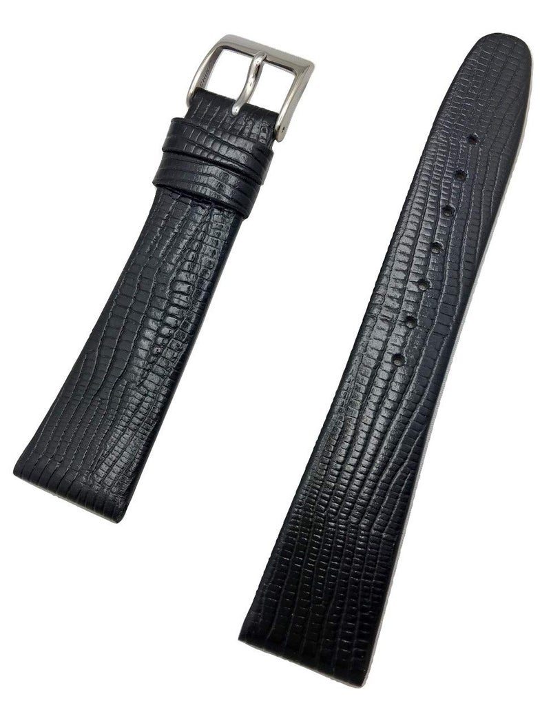 NEWLIFE 20mm Black Genuine Leather Watchband | Tail Lizard Grain, Flat Replacement Wrist Watchstrap that brings New Life to Any Watch (Mens Standard Length) - Image 3