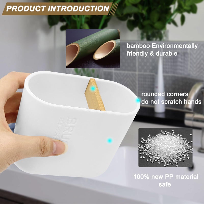 Cerpourt Toothbrush Holder with Bamboo Divider,Detachable for Easy Cleaning Multi-Functional Storage,2 Slots Electric Toothbrush and Toothpaste Organizer Caddy for Bathroom Vanity,Sink,Countertop (White) - Image 5