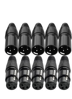 10 PCS XLR Connector, 5 Male and 5 Female XLR Mic Microphone Connector, 3 Pins Ultra-Low Noise Microphone and High Conductivity Audio Socket