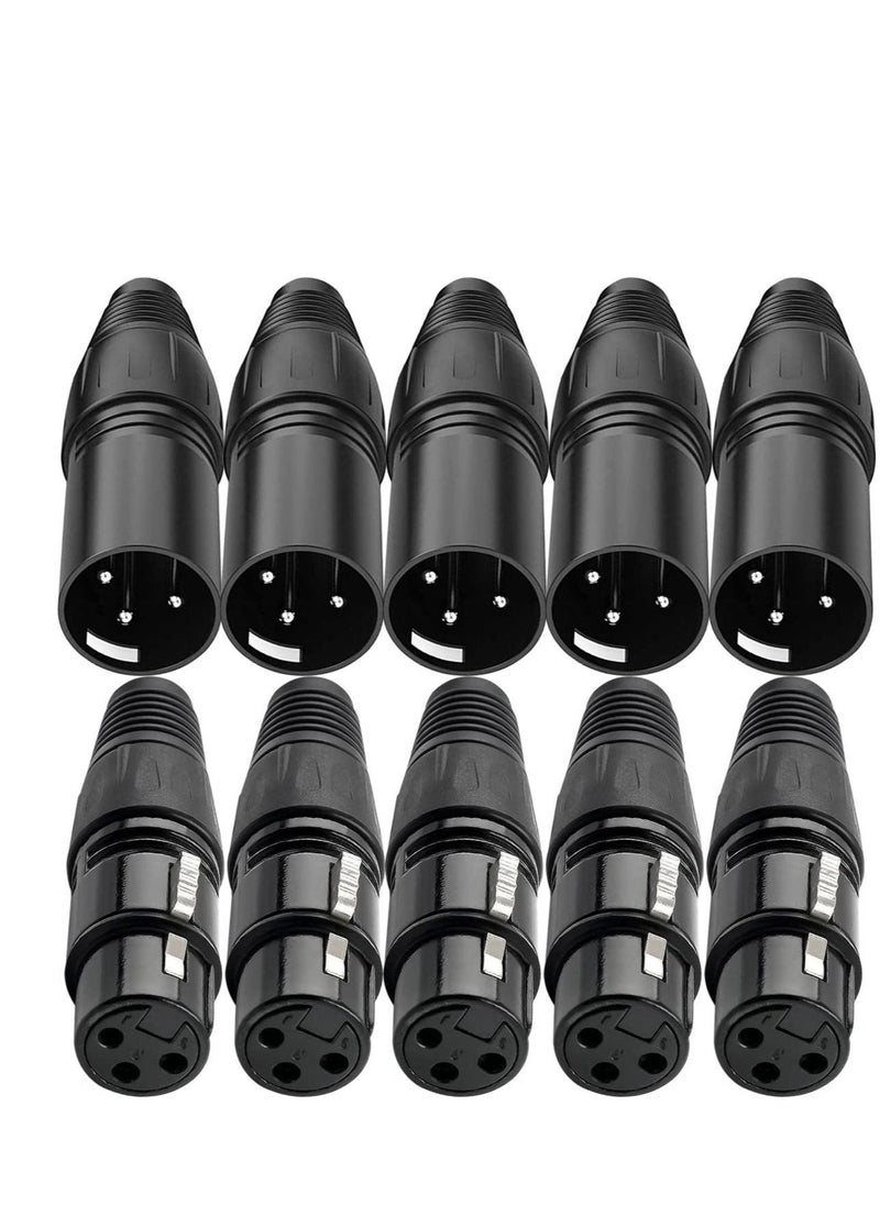 Generic - 10 PCS XLR Connector, 5 Male and 5 Female XLR Mic Microphone Connector, 3 Pins Ultra-Low Noise Microphone and High Conductivity Audio Socket - Image 1