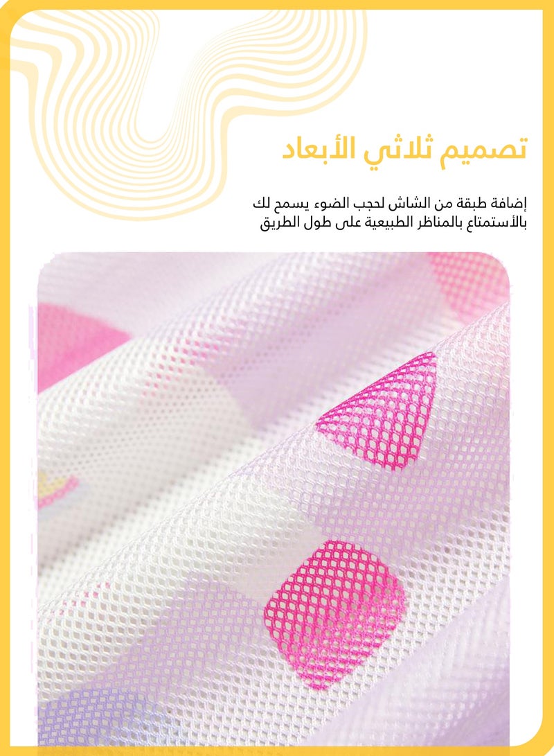 شي آند ليتل مظلة شمسية مغناطيسية لنافذة السيارة بتصميم وحيد القرن - ستارة مزدوجة الطبقات قابلة للتعديل للأطفال والرضع، حماية من الأشعة فوق البنفسجية، عازلة للحرارة، مقاومة للبعوض، تناسب معظم المركبات ذات الإطارات المعدنية (أرجواني) - Image 4