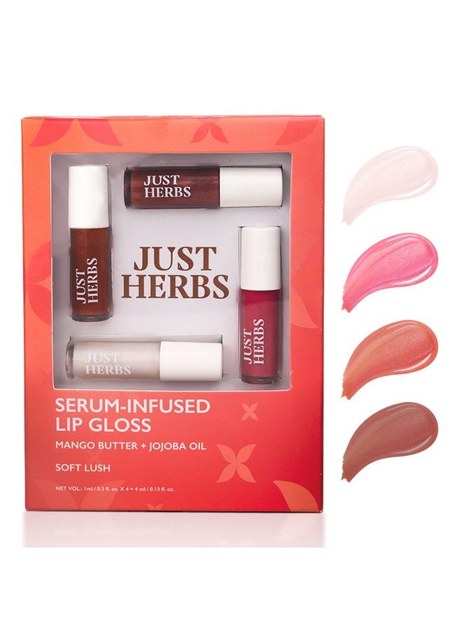 Just Herbs - 4 In 1 Lip Gloss For Women, Serum Infused Non-Sticky Glossy And Hydrating Lip Gloss 4G (Soft Lush) - Image 1