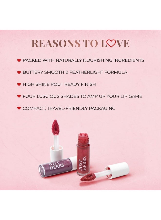 Just Herbs - 4 In 1 Lip Gloss For Women, Serum Infused Non-Sticky Glossy And Hydrating Lip Gloss 4G (Soft Lush) - Image 1