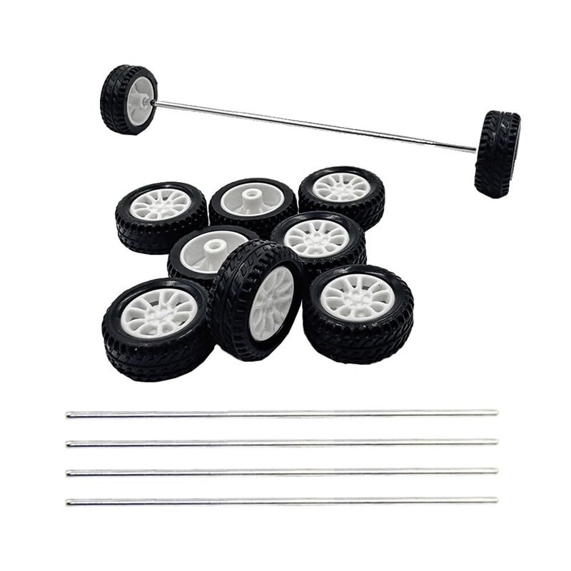 URIMPAVIDO 10PCS Small Toy Car Wheels 20mm Rubber Tire with 5PCS Shaft Round Axles for for DIY Model Toy RC Car Accessories 2X20MM - Image 3