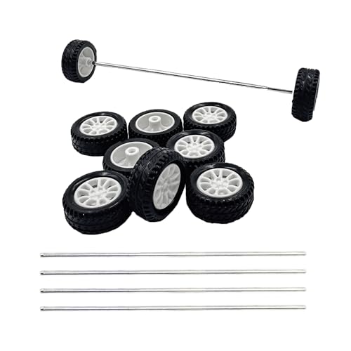 URIMPAVIDO 10PCS Small Toy Car Wheels 20mm Rubber Tire with 5PCS Shaft Round Axles for for DIY Model Toy RC Car Accessories 2X20MM - Image 1