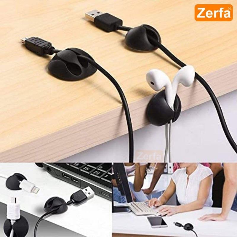Zerfa Wire Clips, Cable Protector Clips, Desktop Cord Organizer, Multipurpose Silicone Adhesive Cord Hooks for TV, Home, Office, Cubicle, Car, Desk (10 PCS Set) - Image 5