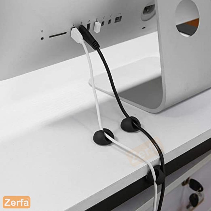 Zerfa Wire Clips, Cable Protector Clips, Desktop Cord Organizer, Multipurpose Silicone Adhesive Cord Hooks for TV, Home, Office, Cubicle, Car, Desk (10 PCS Set) - Image 2