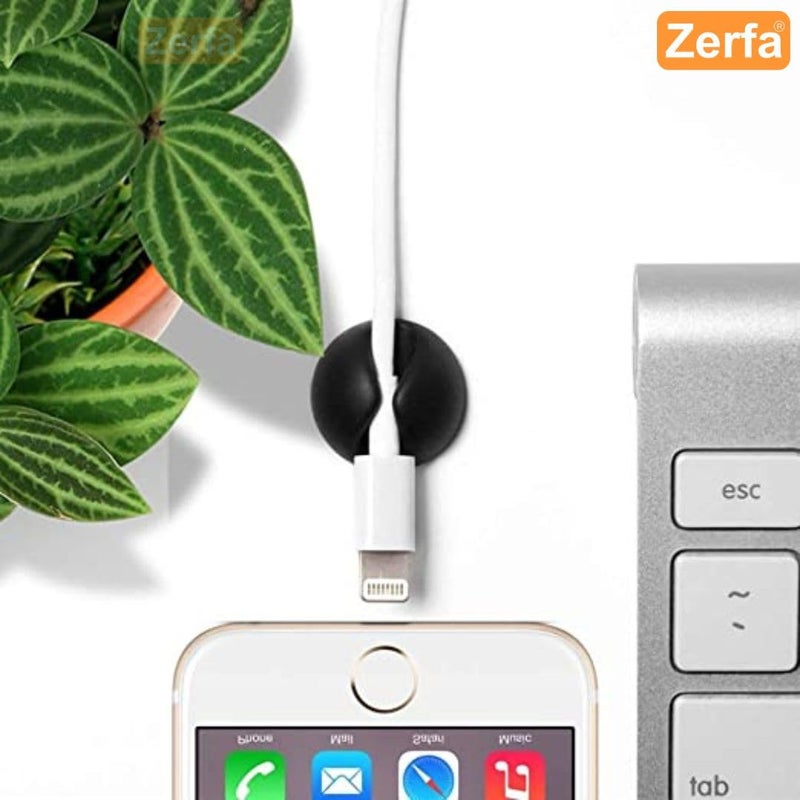 Zerfa Wire Clips, Cable Protector Clips, Desktop Cord Organizer, Multipurpose Silicone Adhesive Cord Hooks for TV, Home, Office, Cubicle, Car, Desk (10 PCS Set) - Image 4