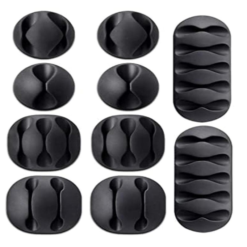 Zerfa Wire Clips, Cable Protector Clips, Desktop Cord Organizer, Multipurpose Silicone Adhesive Cord Hooks for TV, Home, Office, Cubicle, Car, Desk (10 PCS Set) - Image 1