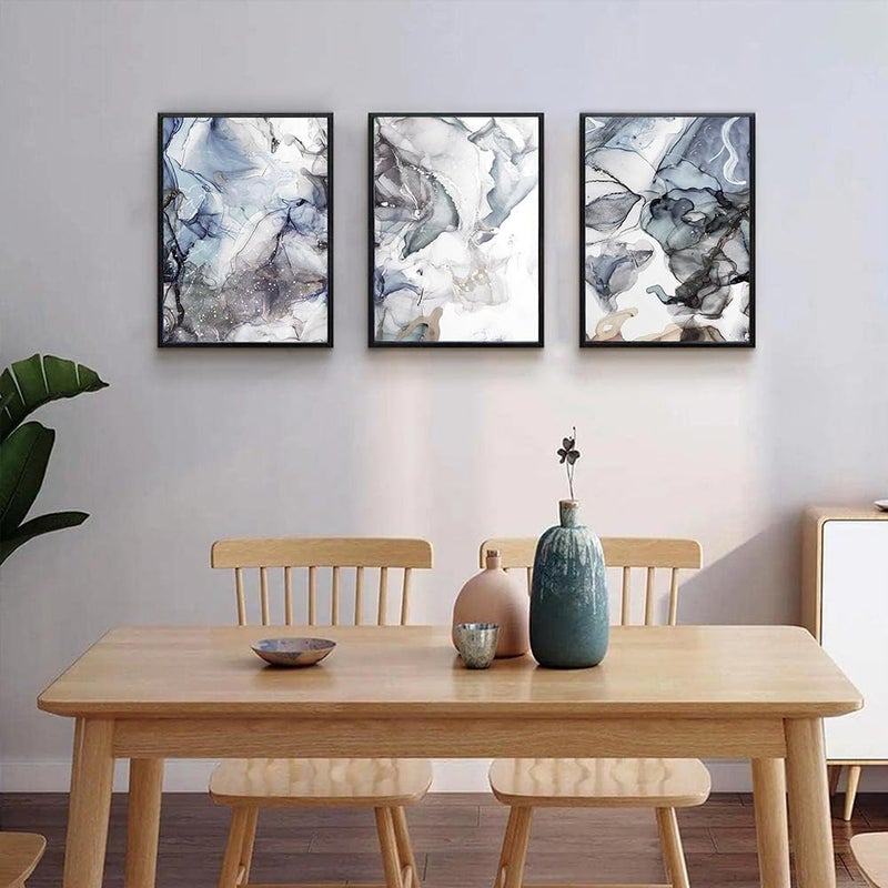 TTHYUEWS Wall Hanging Decor Black Framed Wall Art For Living Room Wall Decor For Bedroom Modern Office Wall Decorations Abstract Ink Paintings Room Art Prints Frame Wall Pictures Artwork Home Decor 3 Piece - Image 3
