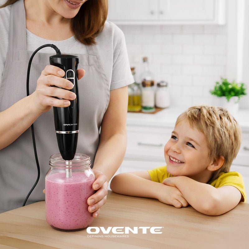 OVENTE Immersion Hand Blender, 300W Corded Electric Handheld Stick Mixer with 2 Mixing Speeds and Stainless Steel Blades for Smoothies, Purees & Baby Food, Black HS560B - Image 3