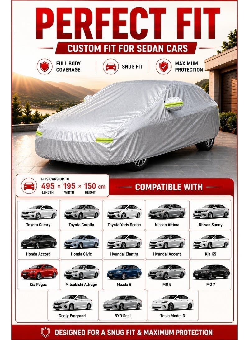 إي وورلد غطاء سيارة كامل مقاوم للماء والأشعة فوق البنفسجية لسيارة Nissan Altima، حماية خارجية ضد الغبار، فضي - Image 5