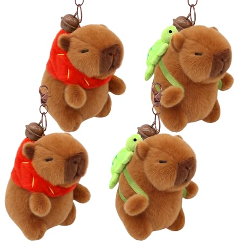 WUEURU 4 Pcs Capybara Plush Keychain ToyCapybara Stuffed Animals Toy 4 Cute Capybara Plush Toy Doll Key Chain for Party Graduation Gifts Birthday Mothers Day Gift - Image 1