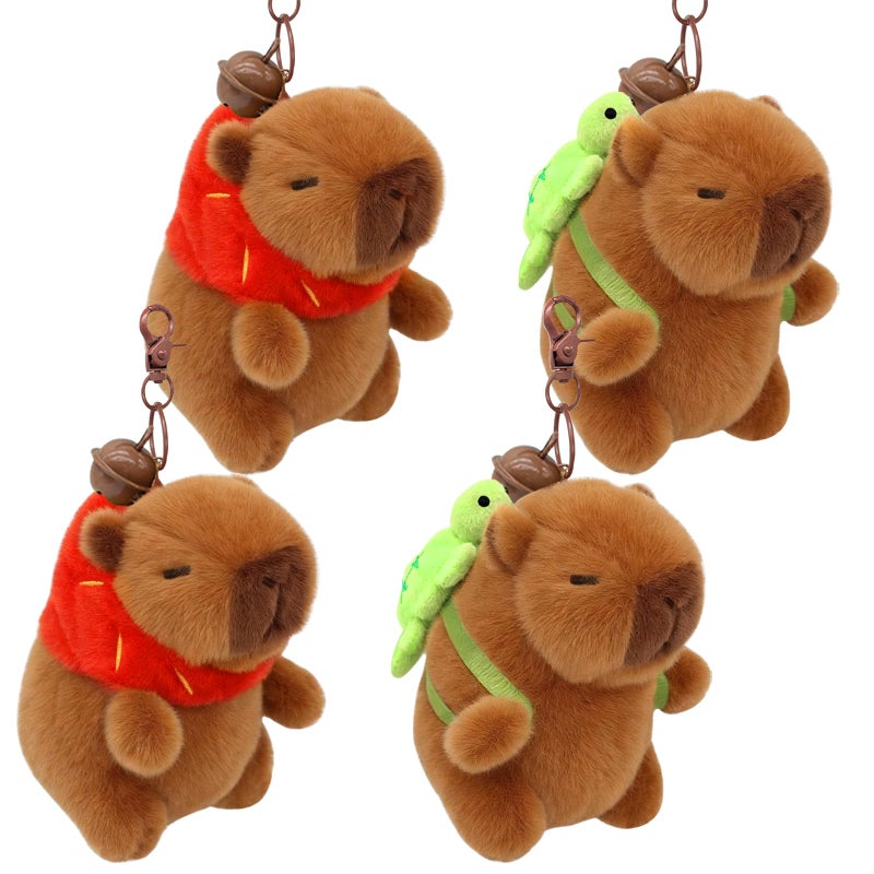 WUEURU 4 Pcs Capybara Plush Keychain ToyCapybara Stuffed Animals Toy 4 Cute Capybara Plush Toy Doll Key Chain for Party Graduation Gifts Birthday Mothers Day Gift - Image 2