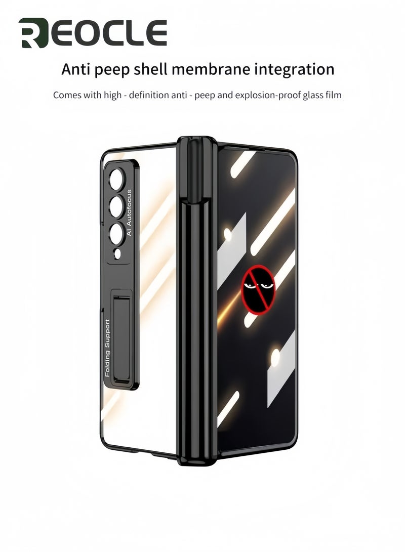 REOCLE Samsung Galaxy Z Fold 4 Case Compatible with S Pen Crystal Clear Case Lens Film & Front Screen Protector - Image 4