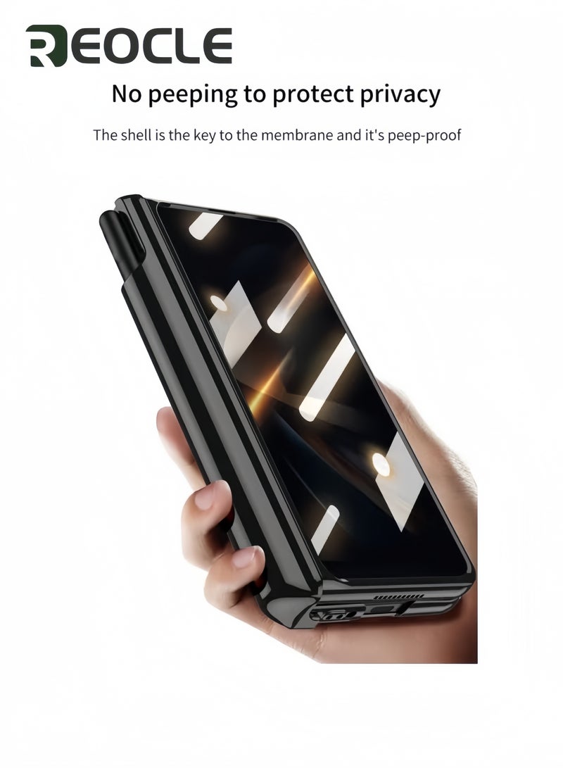 REOCLE Samsung Galaxy Z Fold 4 Case Compatible with S Pen Crystal Clear Case Lens Film & Front Screen Protector - Image 5