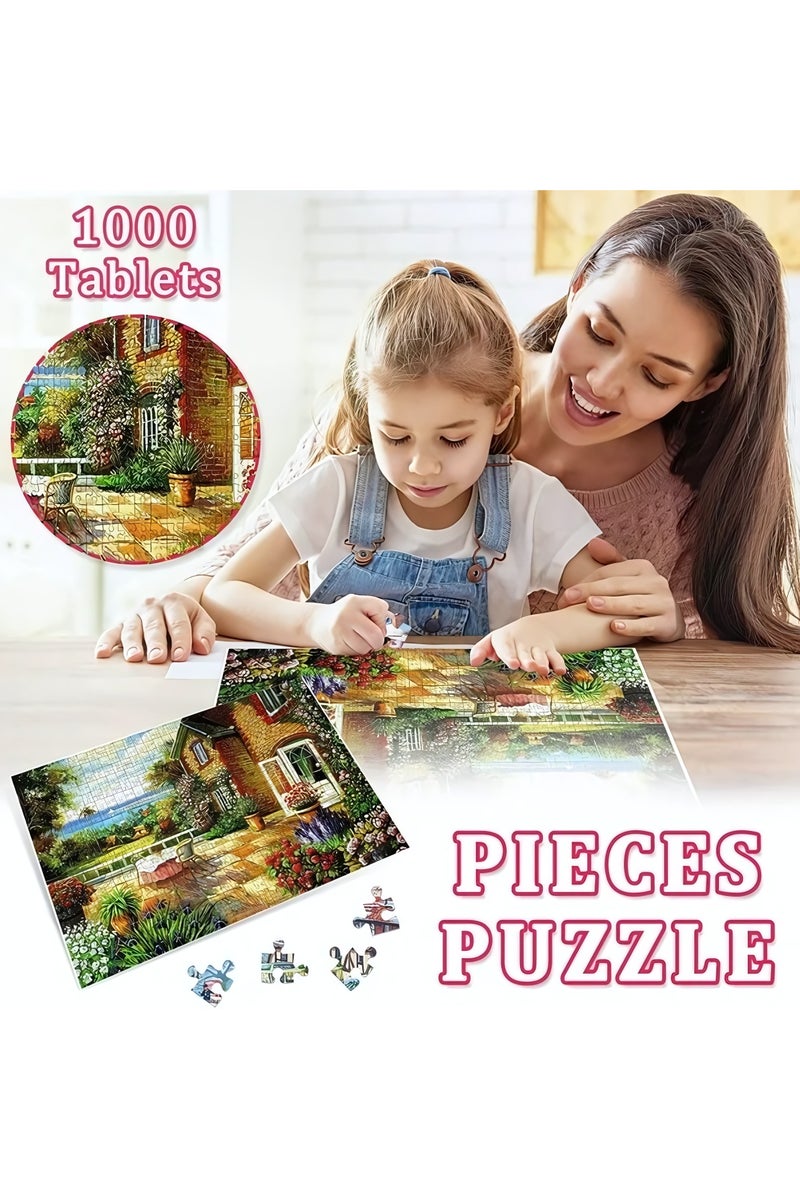 1000-Piece Jigsaw Puzzle, Beach Villa Scene Jigsaw Puzzle, DIY Toys for Creative Gift Home Decor, Challenging Mini Jigsaw Puzzle with Micro Pieces, Educational and Decompression Activity  for Adults & Teens - Image 2