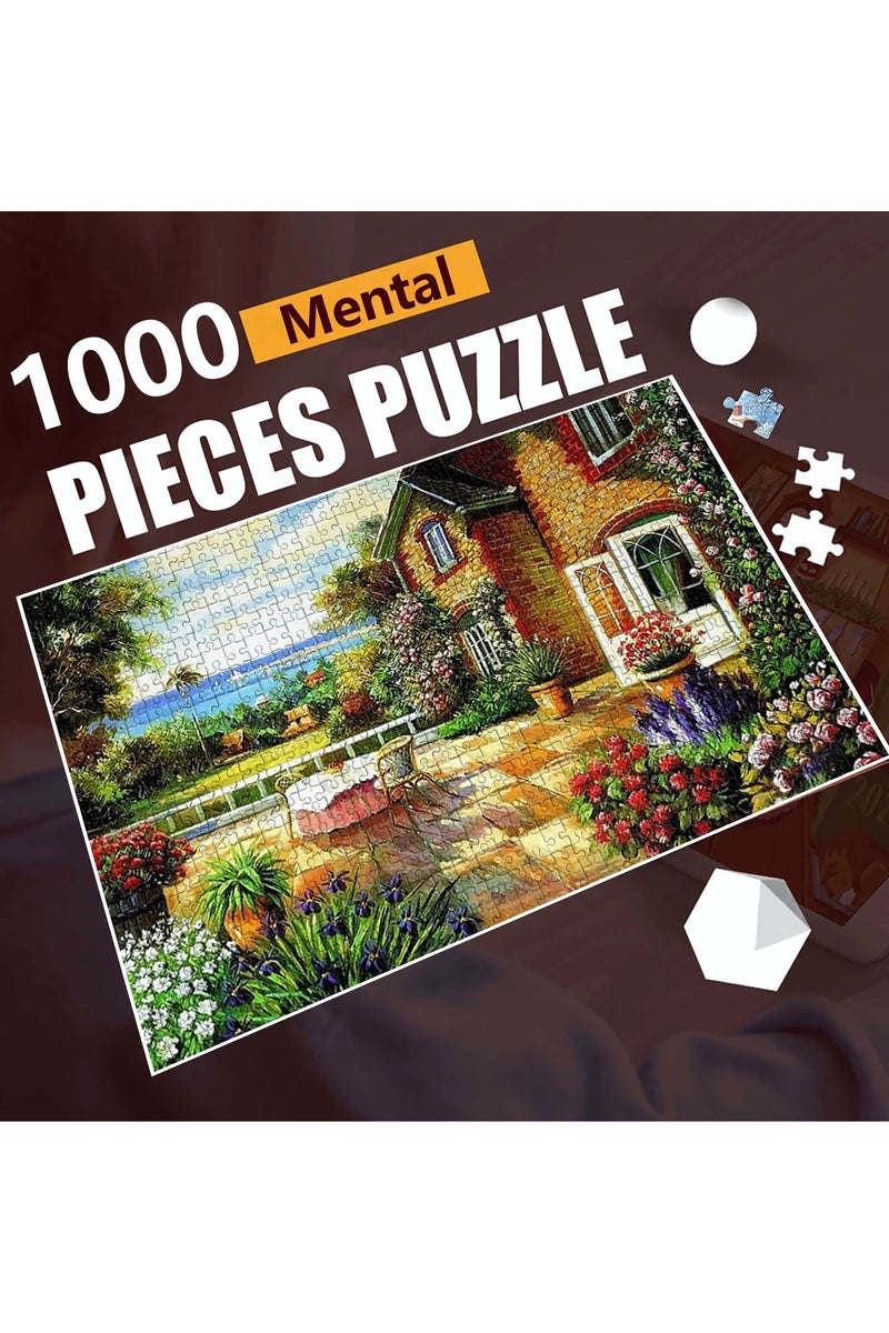 1000-Piece Jigsaw Puzzle, Beach Villa Scene Jigsaw Puzzle, DIY Toys for Creative Gift Home Decor, Challenging Mini Jigsaw Puzzle with Micro Pieces, Educational and Decompression Activity  for Adults & Teens - Image 3