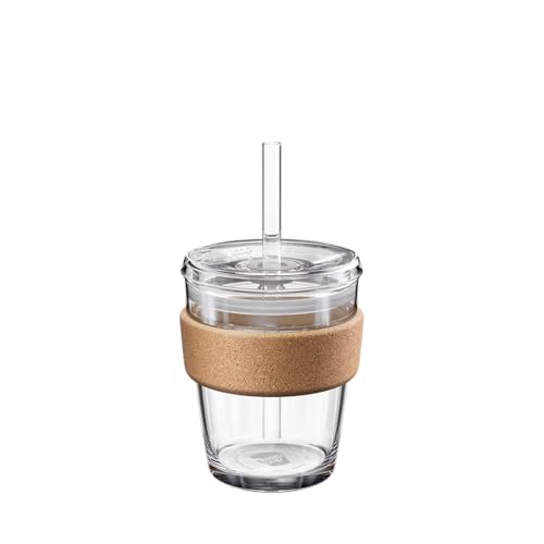 KeepCup Cold Cup - Brew Cork Tempered Glass Ice Coffee Tumbler with Recovered Cork Band, Lid and Straw - 12oz (340ml) - Image 1