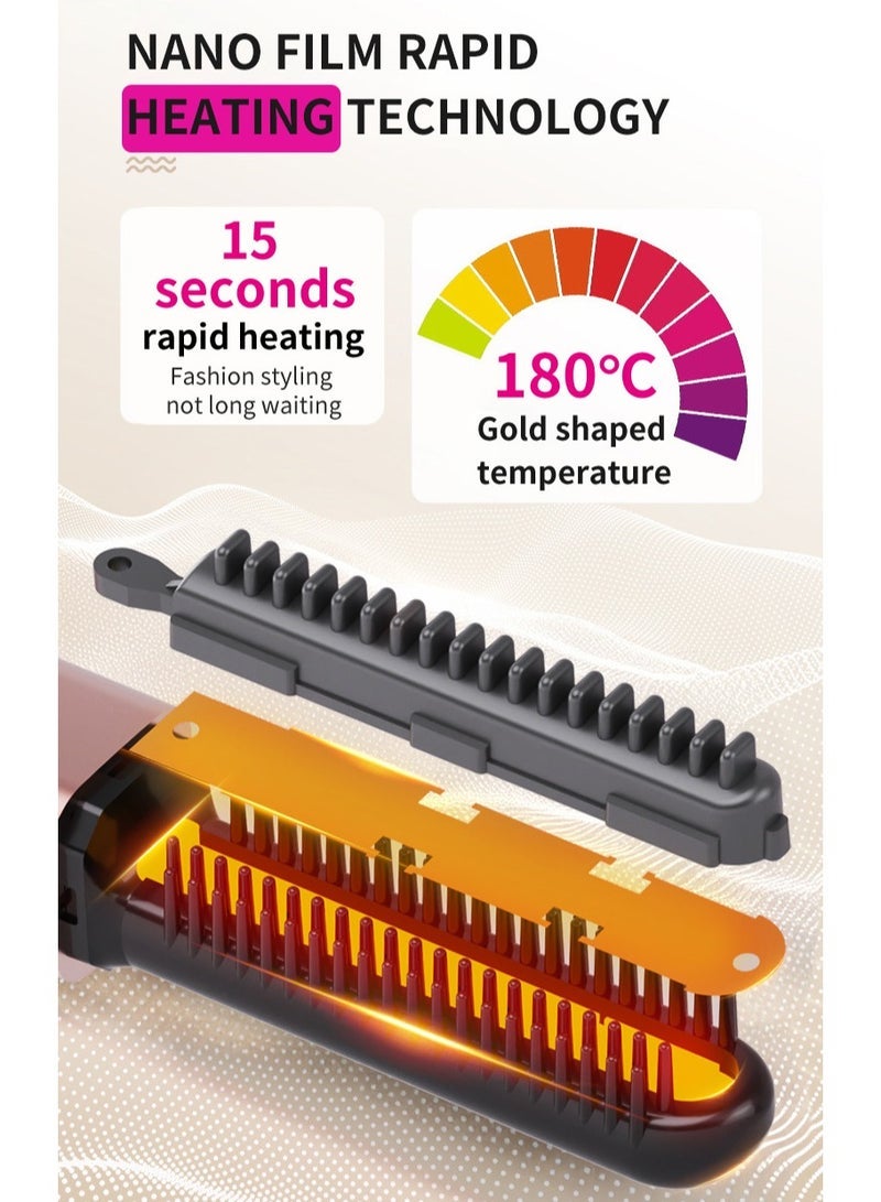 general Portable Cordless Electric Hair Styling Brush USB Rechargeable Hair Straightener Comb Lightweight Wireless for Home Travel Commute - Image 2
