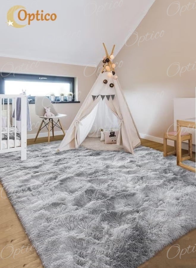 Optico Super Soft Rugs Fluffy Carpets Tie-Dye Rugs for Living Room Bedroom Girls Kids Room Nursery Home Decor Non-Slip Machine Washable Carpet - Image 2