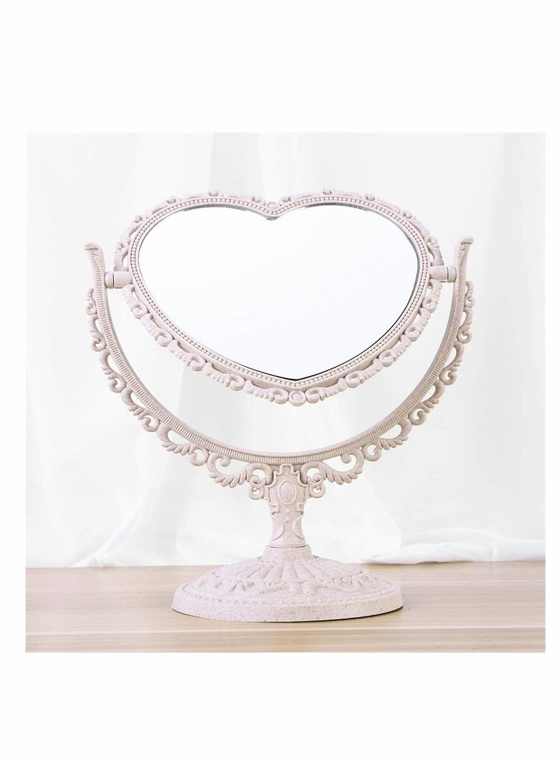 Generic Rotatable Double Sided Makeup Mirror Light Plastic for Bathroom and Bedroom Simple Design Beige 1 Pack  - Image 5