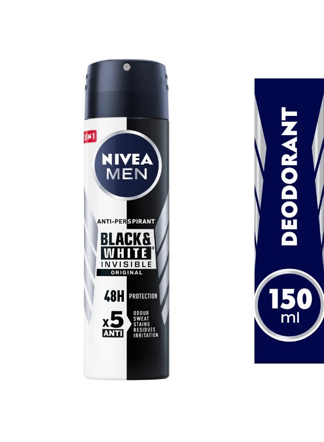 نيفيا مزيل العرق الأصلي غير المرئي للرجال بخاخ أسود وأبيض 150 مل - Image 2