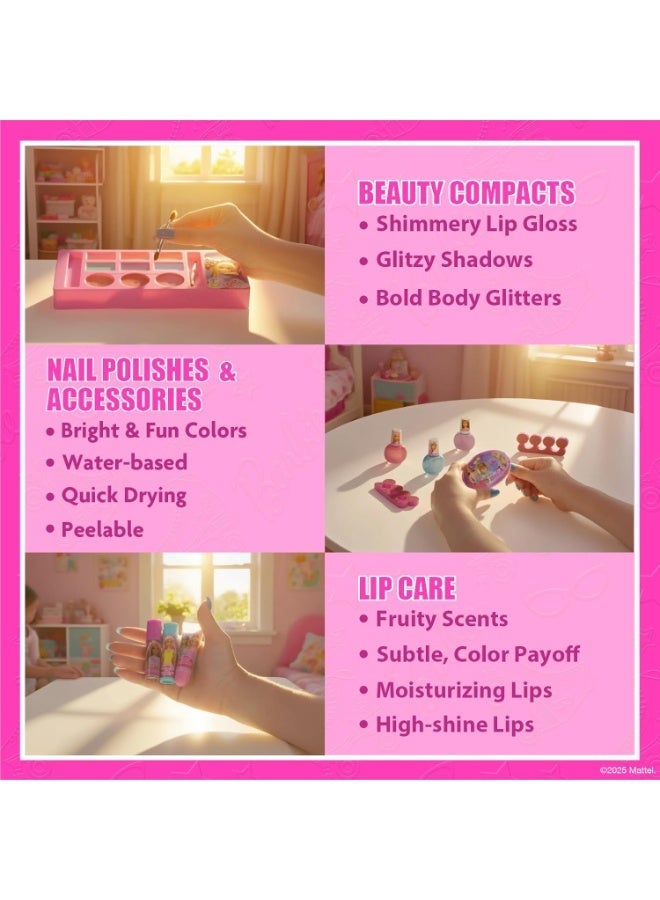 Barbie Movie Kids Makeup Kit for Girls by Townley Girl – Washable Pretend Play Makeup Set, Safe Toy Cosmetics Gift for Ages 3–12 - Image 2