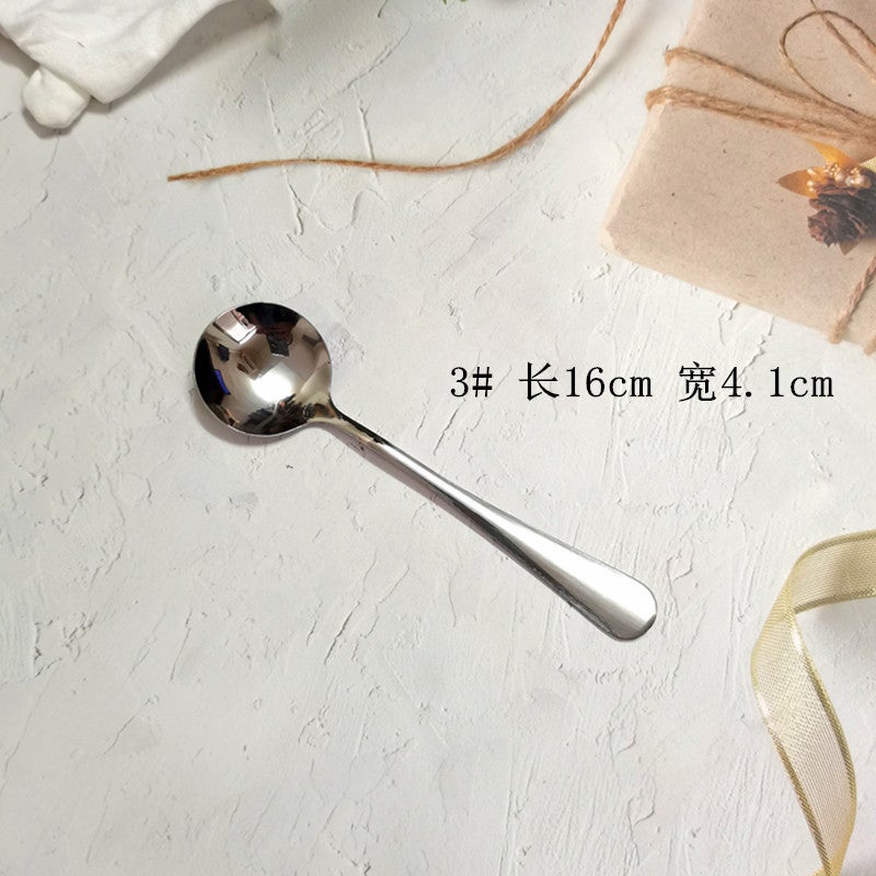 general 410 Stainless Steel Long Handle Round Spoon for Western Food Soup Coffee Stirring - Image 1