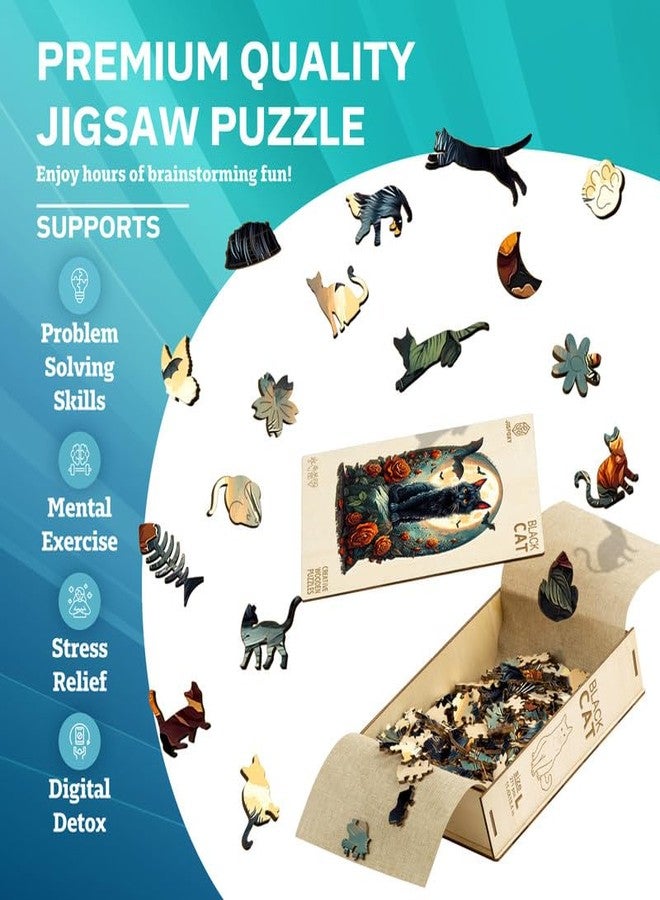 Jigfoxy أحجية خشبية من جيجفوكسي للكبار، أحجية قطة سوداء خشبية للكبار، كم عدد الجنيات التي يمكنك العثور عليها في هذه الأحجية، هدايا عيد ميلاد لمحبي الأحاجي، العائلة، الأصدقاء (متوسط - 11.5 * 9.8 بوصة - 194 قطعة) - Image 5