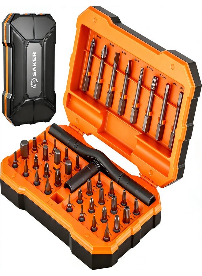 Saker 42-in-1 Magnetic Screwdriver Kit with Ratchet T Handle Multi-Bit Tool Set for Christmas Gifts Home, Computer, Bicycle, Furniture, and DIY Projects Dark Orange - Image 1